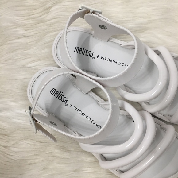 Melissa Ankle Strap White Jelly Platform Sandals - Picture 6 of 7